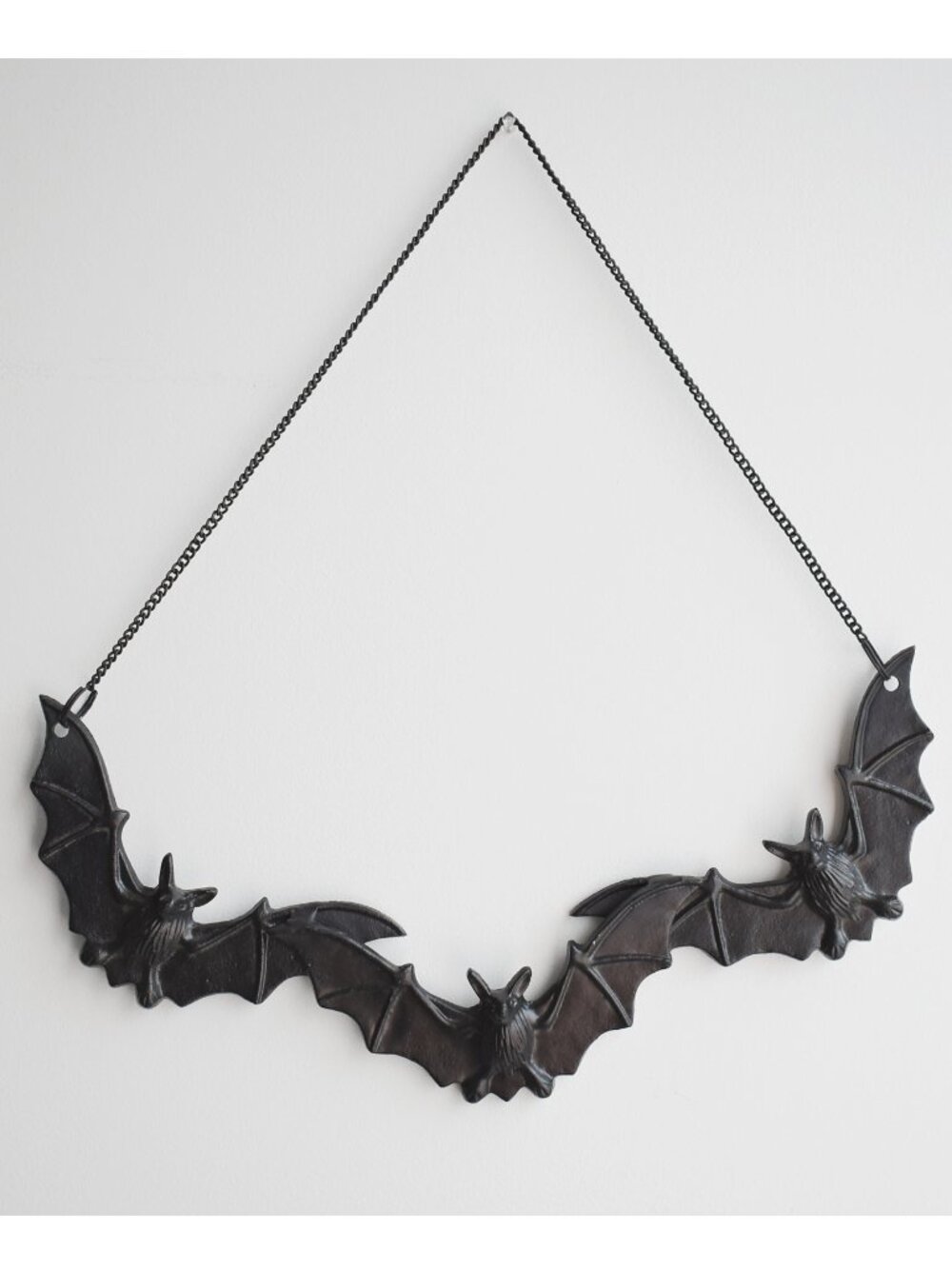 Black Cast Iron Metal Three Bats Hanging Wall Rustic Gothic Fall Halloween Decor